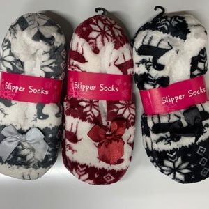 Reindeer snowflakes slippers bedroom slippers house shoes burgundy red